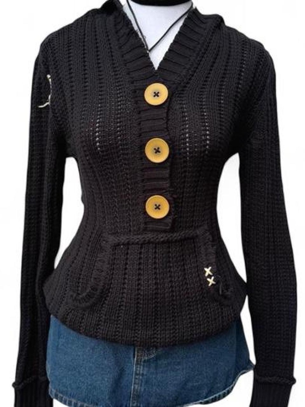 Y2K vintage Project E henley hoodie sweater